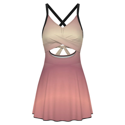 Cutout Swim Dress Tummy Control Swimsuit