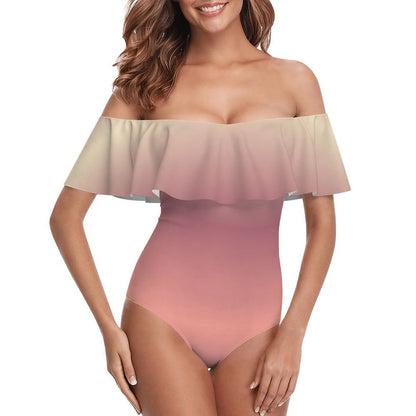 Off Shoulder Ruffle OnePiece Swimsuit