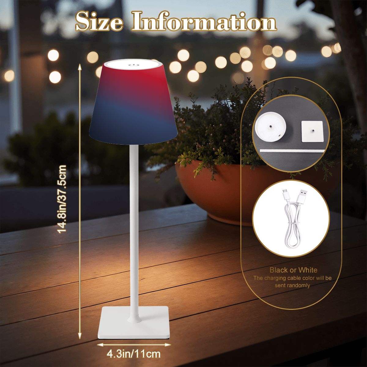 LED Cordless Table Lamp Bluered