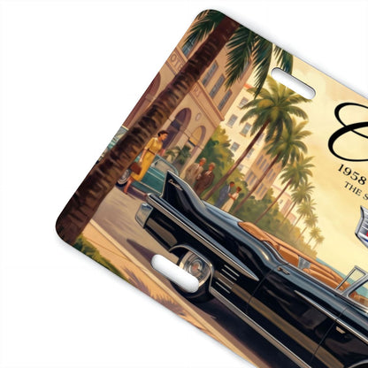 Aluminum License Plate 1958 Cadillac De Ville, Black