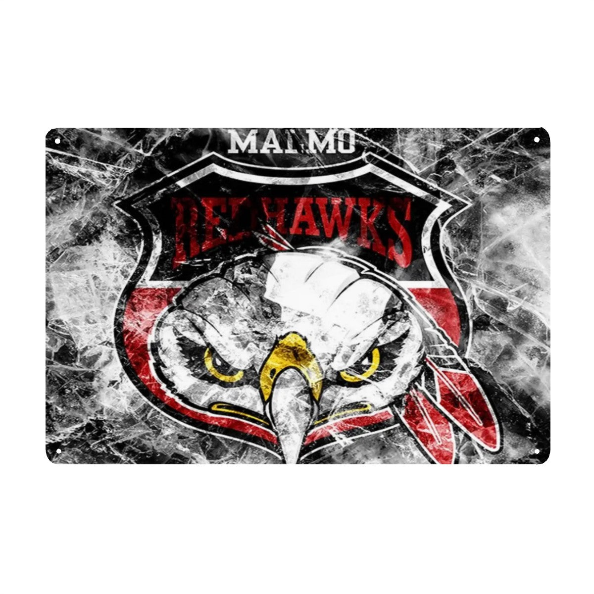 Rectangular Tin Sign Metal Sign Decor MALMÖ RED HAWKS
