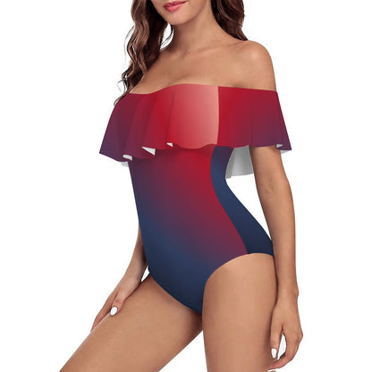 Off Shoulder Ruffle OnePiece Swimsuit
