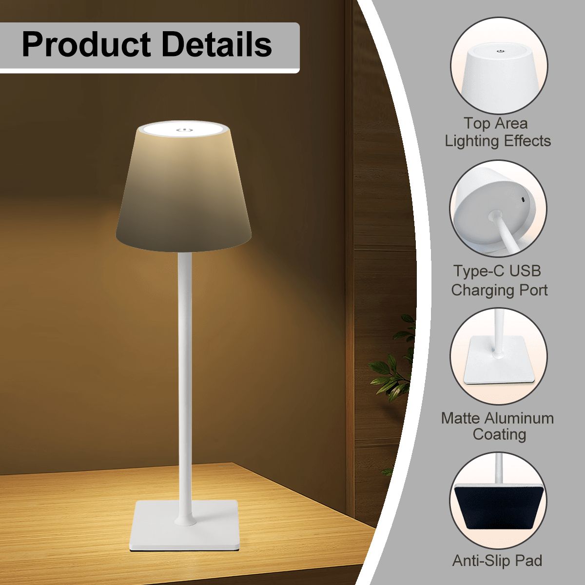 LED Cordless Table Lamp Sepia