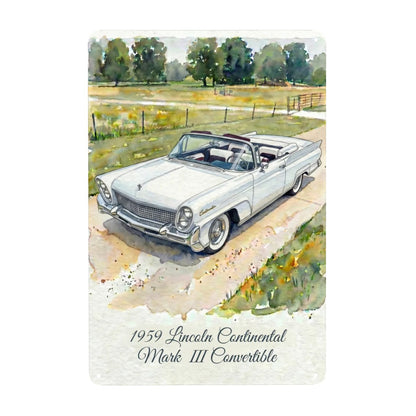 Tin Sign Rectangular 1959 Lincoln Continental Mark III Convertible Vit