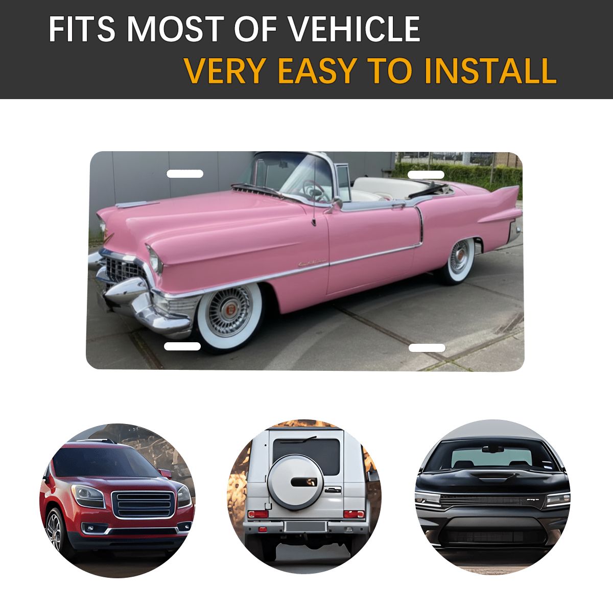 Aluminum License Plate Cadillac Eldorado 55 Cabriolet Rosa