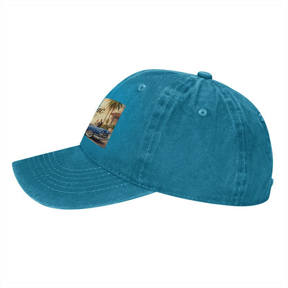Unisex Washed Denim Baseball Cap Firefly1959 Cadillac De Ville, Blue