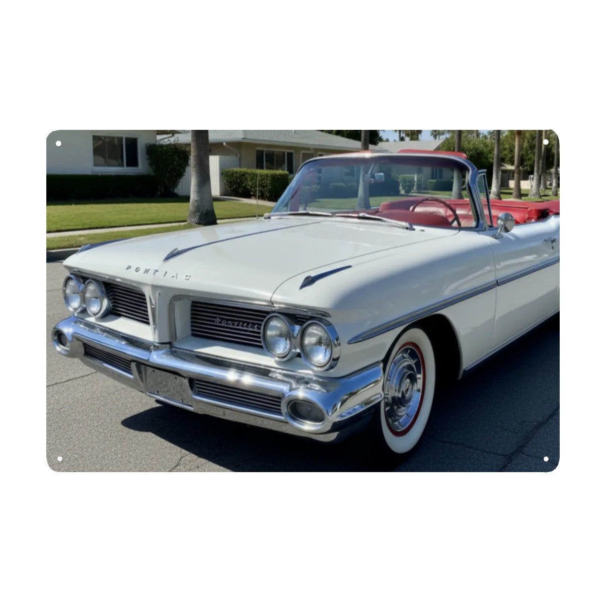 Rectangular Tin Sign Metal Sign Decor 1959 Pontiac Bonneville Convertible