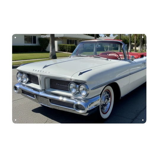 Rectangular Tin Sign Metal Sign Decor 1959 Pontiac Bonneville Convertible