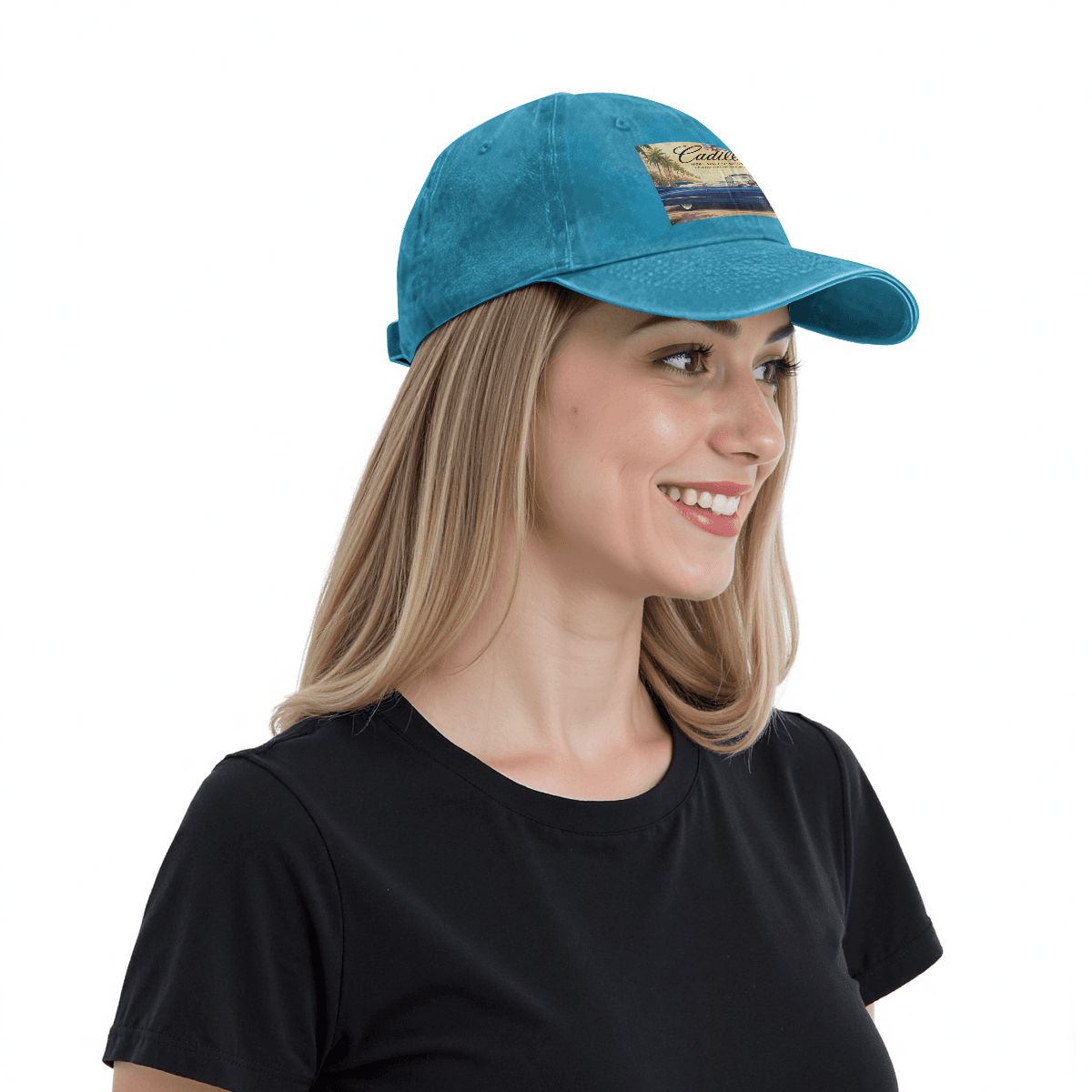 Unisex Washed Denim Baseball Cap Firefly1959 Cadillac De Ville, Blue