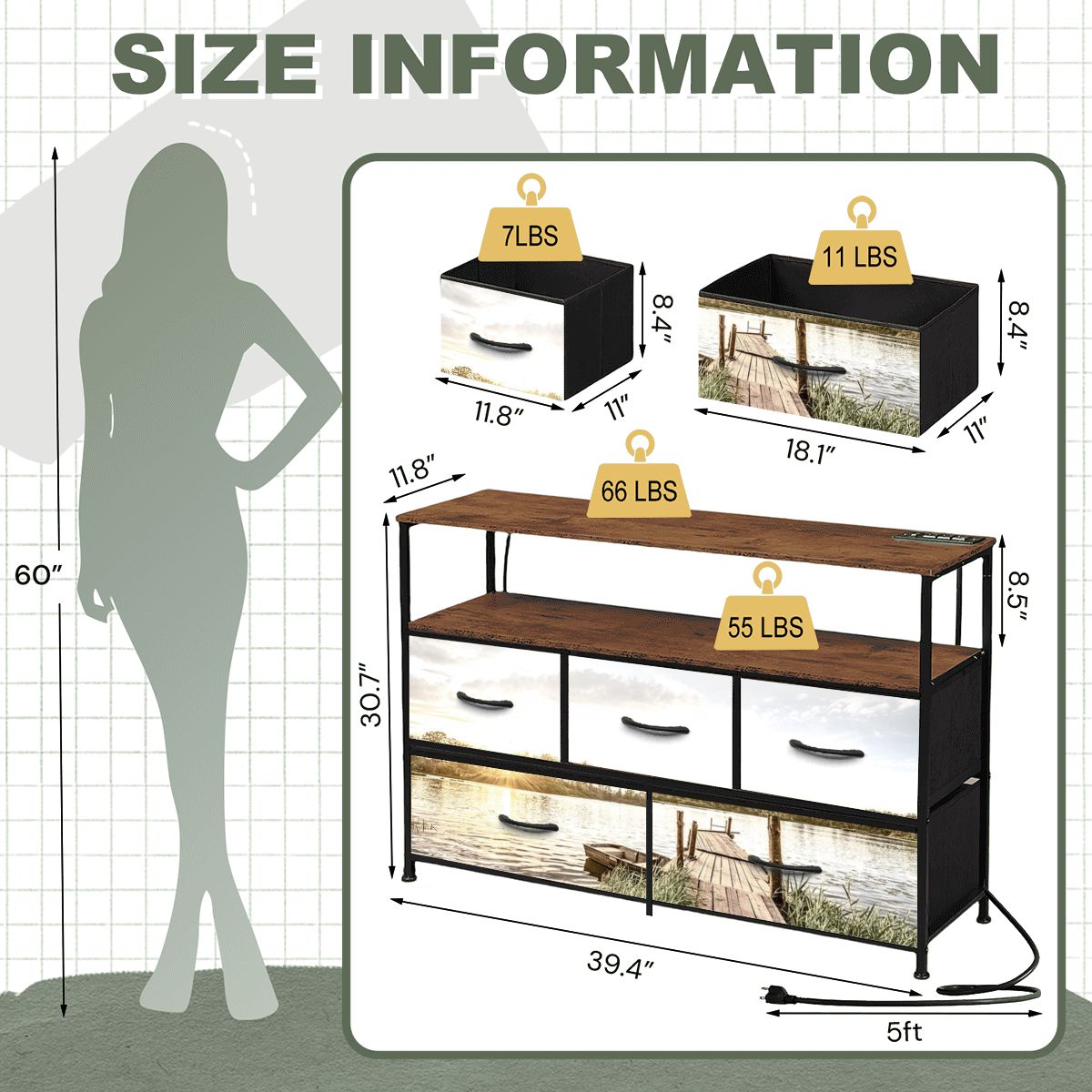 5Drawer TV Stand Dresser