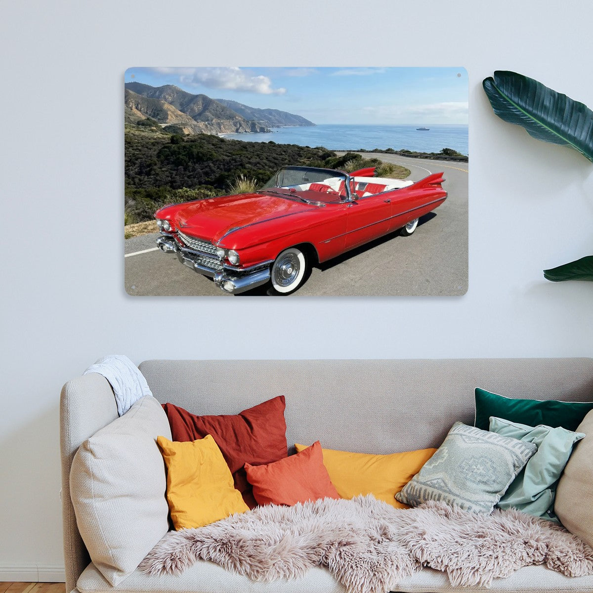 Rectangular Tin Sign Metal Sign Decor 1959 Cadillac Series 62 Convertible