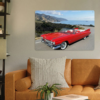 Rectangular Tin Sign Metal Sign Decor 1959 Cadillac Series 62 Convertible