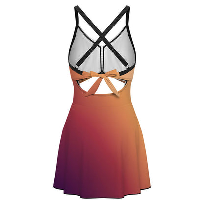 Cutout Swim Dress Tummy Control Swimsuit