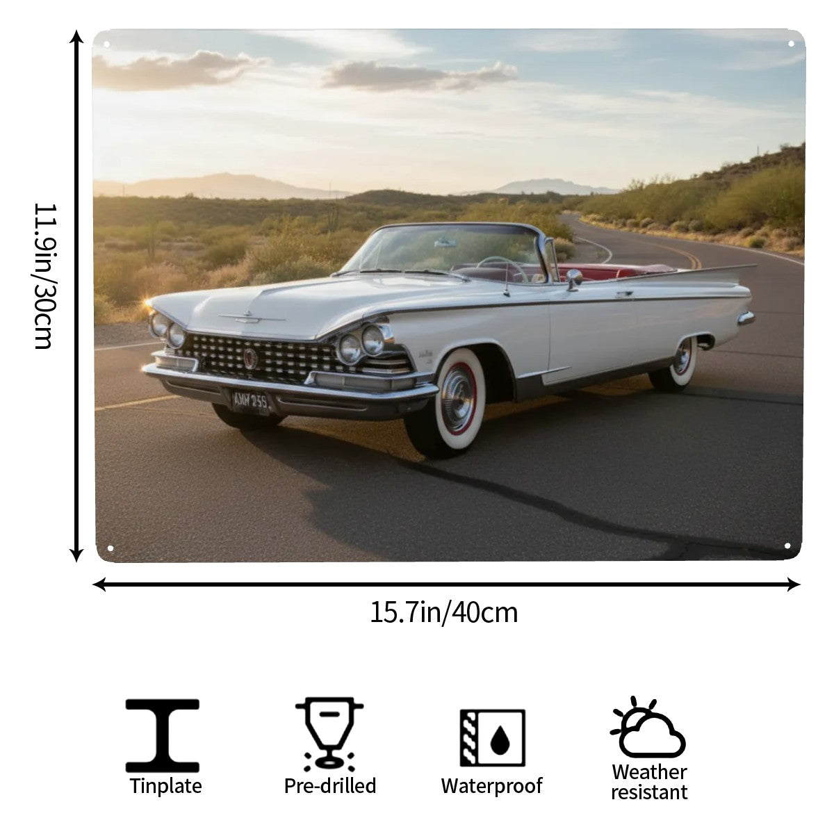 Tin Sign Rectangular 1959 Buick Electra Convertible Vit