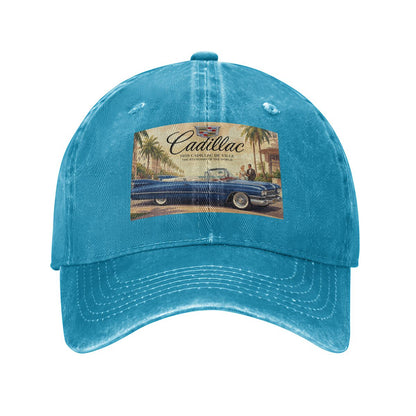 Unisex Washed Denim Baseball Cap Firefly1959 Cadillac De Ville, Blue