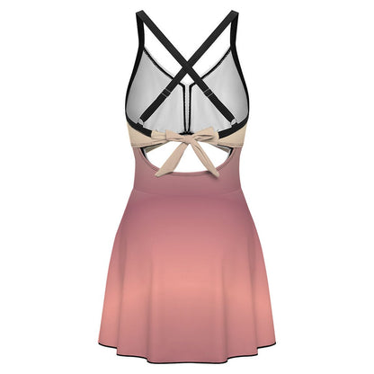 Cutout Swim Dress Tummy Control Swimsuit