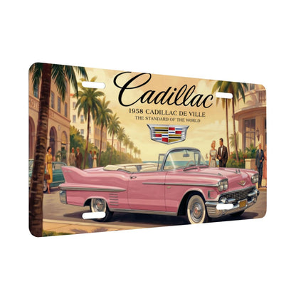 Aluminum License Plate 1958 Cadillac De Ville, Pink