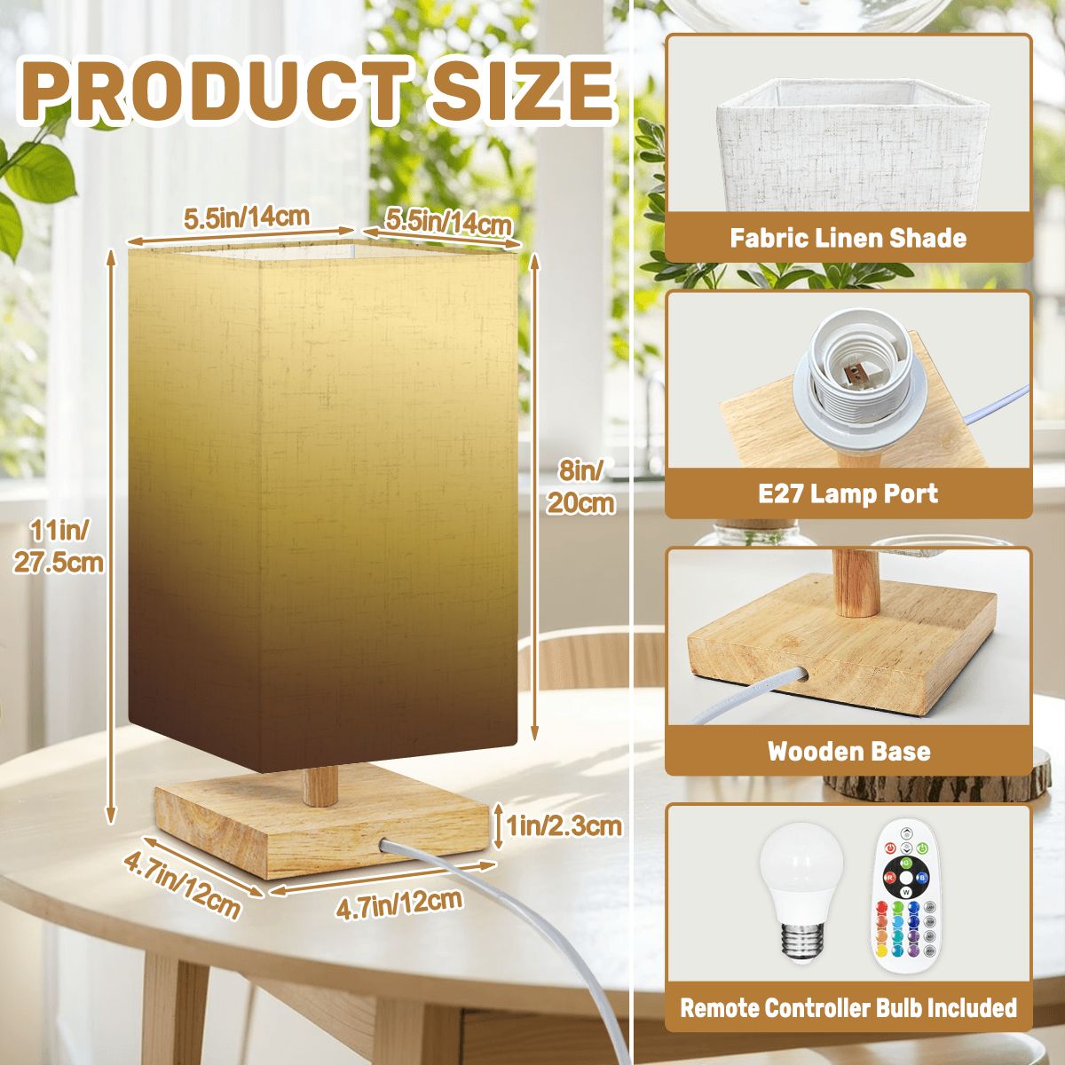 Square Table Lamp Gold