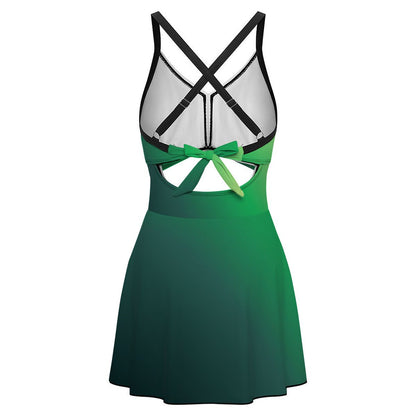 Cutout Swim Dress Tummy Control Swimsuit