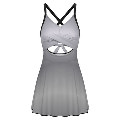 Cutout Swim Dress Tummy Control Swimsuit