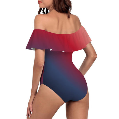 Off Shoulder Ruffle OnePiece Swimsuit