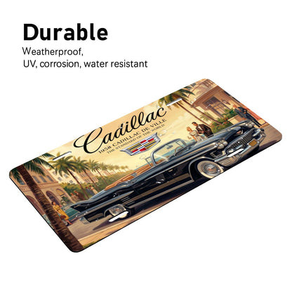 Aluminum License Plate 1958 Cadillac De Ville, Black
