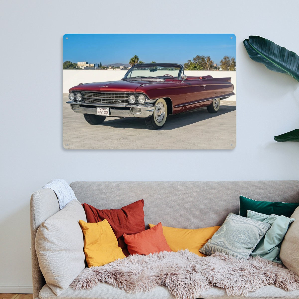 Rectangular Tin Sign Metal Sign Decor 1962 Cadillac Series 62 Convertible