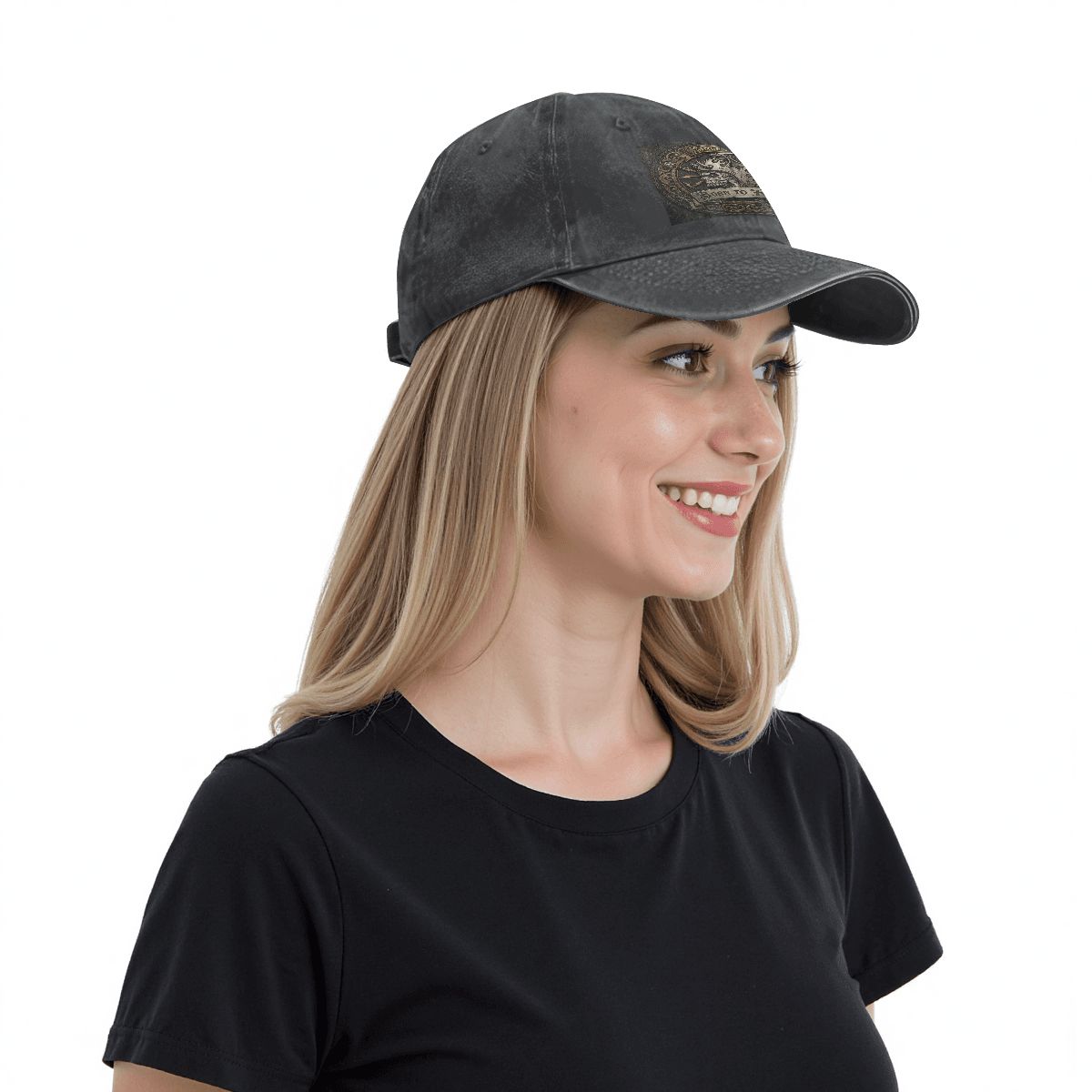 Unisex Washed Denim Baseball Cap BORN TO RIDE