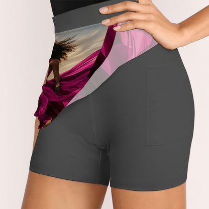 ALine Skort With Pocket Magenta MörkGrå